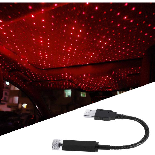 Car Roof Projection Light Usb Portable Star Night Light Adjustable Led Galaxy Atmosphere Light Interior Ceiling Projector