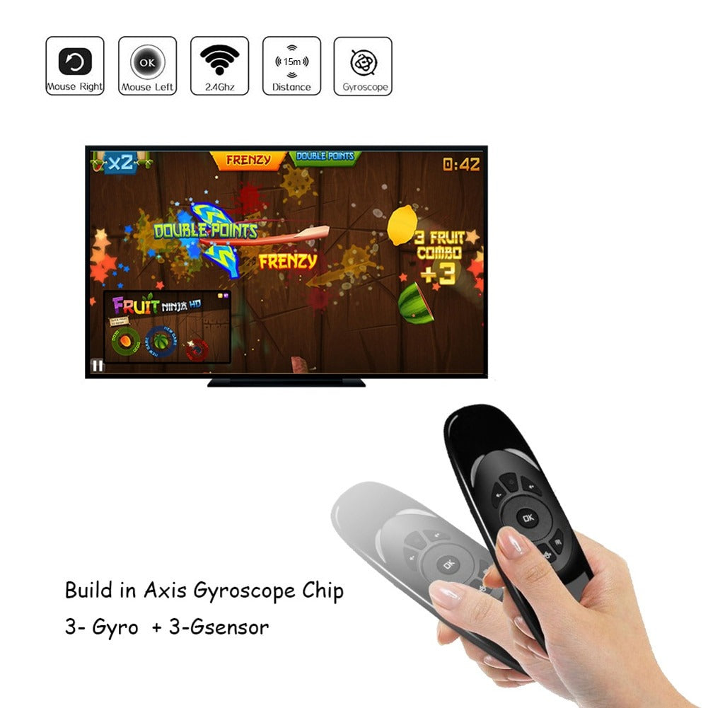 2.4GHz Flying Mouse 6-Axis Gyroscope Wireless Air Mouse Keyboard Remote Control For Smart TV PC