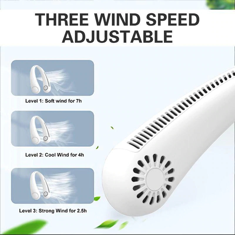 Mini 360° Portable USB Rechargeable Leafless Hanging Neck Fan