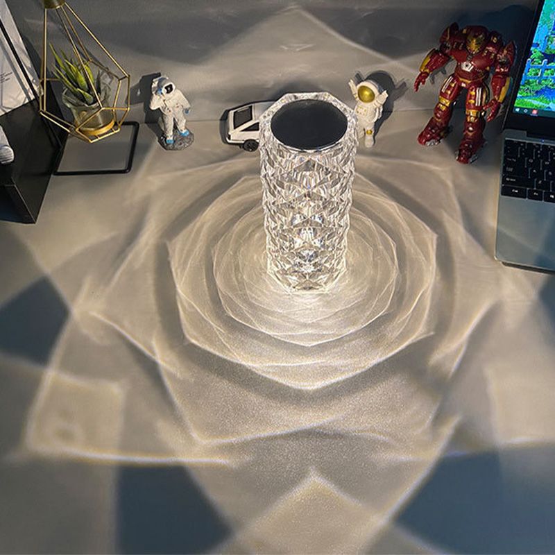 Rose Crystal Diamond Table Lamp Acrylic Touch Atmosphere Light 16 Colors Fantasy Night Light Six-Speed Dimming Creative Gift (USB Plug-In Use)